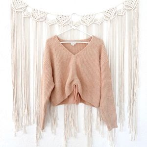 Lelis V-Neck Pink Knit Sweater